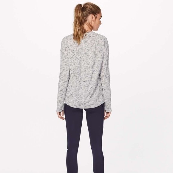 Lululemon Meant To Move Long Sleeve Tiger Space Dye Black White Scoop Neck Gray - Picture 2 of 10